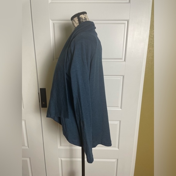 ATHLETA DEEP BLUE HEATHER LONG SLEEVE POCKETS NIRVANA PRANAYAMA WRAP CARDIGAN - Picture 6 of 10